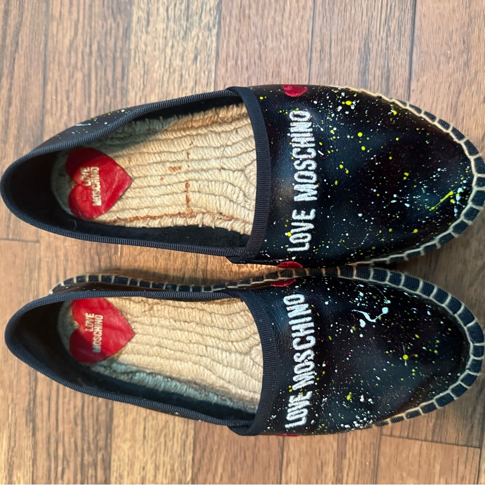 Love Moschino Black Splatter Loafers